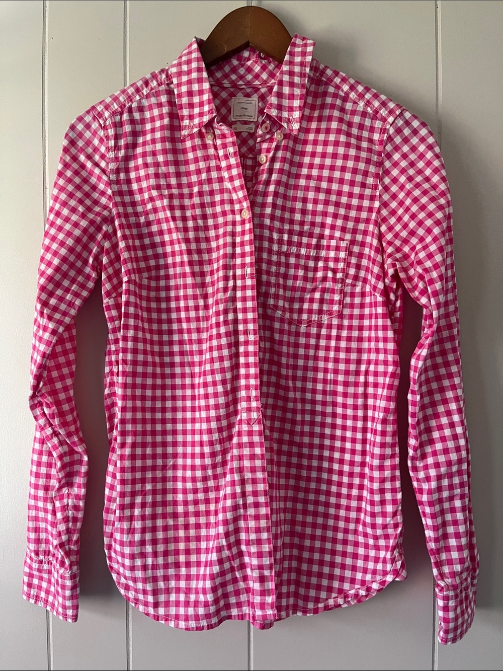GAP Pink and White Gingham Button-Down Shirt